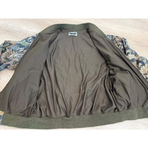 VTG 90s Jerzees Outdoors Mossy Oak Jacket Mens Large Break Up Camouflage Bomber - Picture 6 of 9